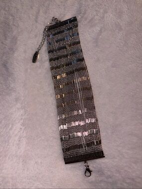 Plunder Silver Beaded Wide Bracelet